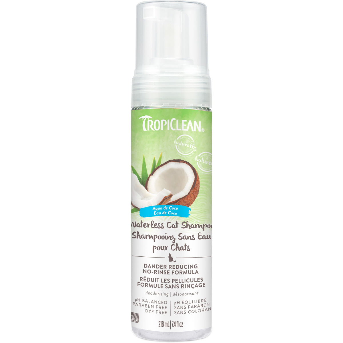 TROPICLEAN - Cat Waterless Shampoo - Dander Reducing Aqua De Coco