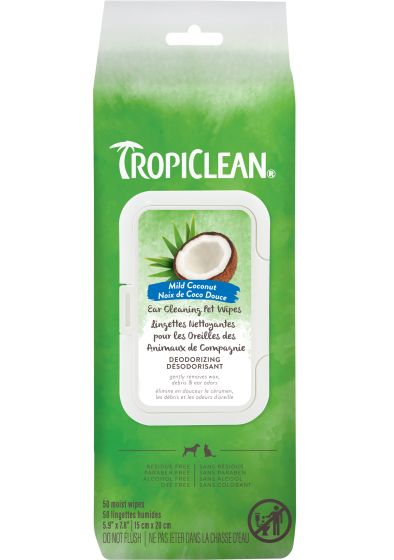 TROPICLEAN - Pet Ear Wipes - Mild Coconut - 50ct