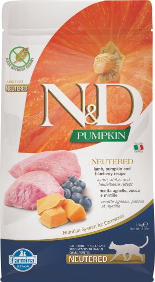Farmina - N&D CAT - Pumpkin Lamb & Blueberry Adult Neutered