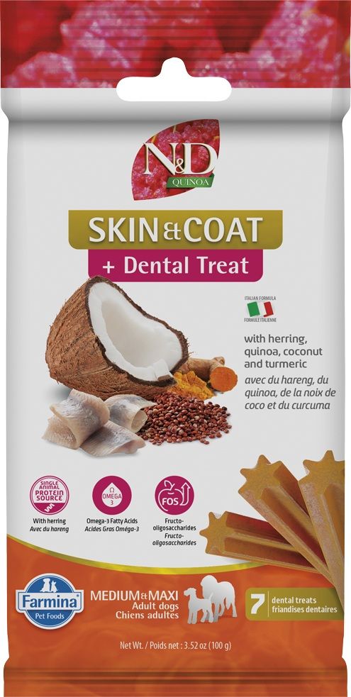 Farmina N&D - Dental Treat - Quinoa Skin & Coat Herring (Med/Max)