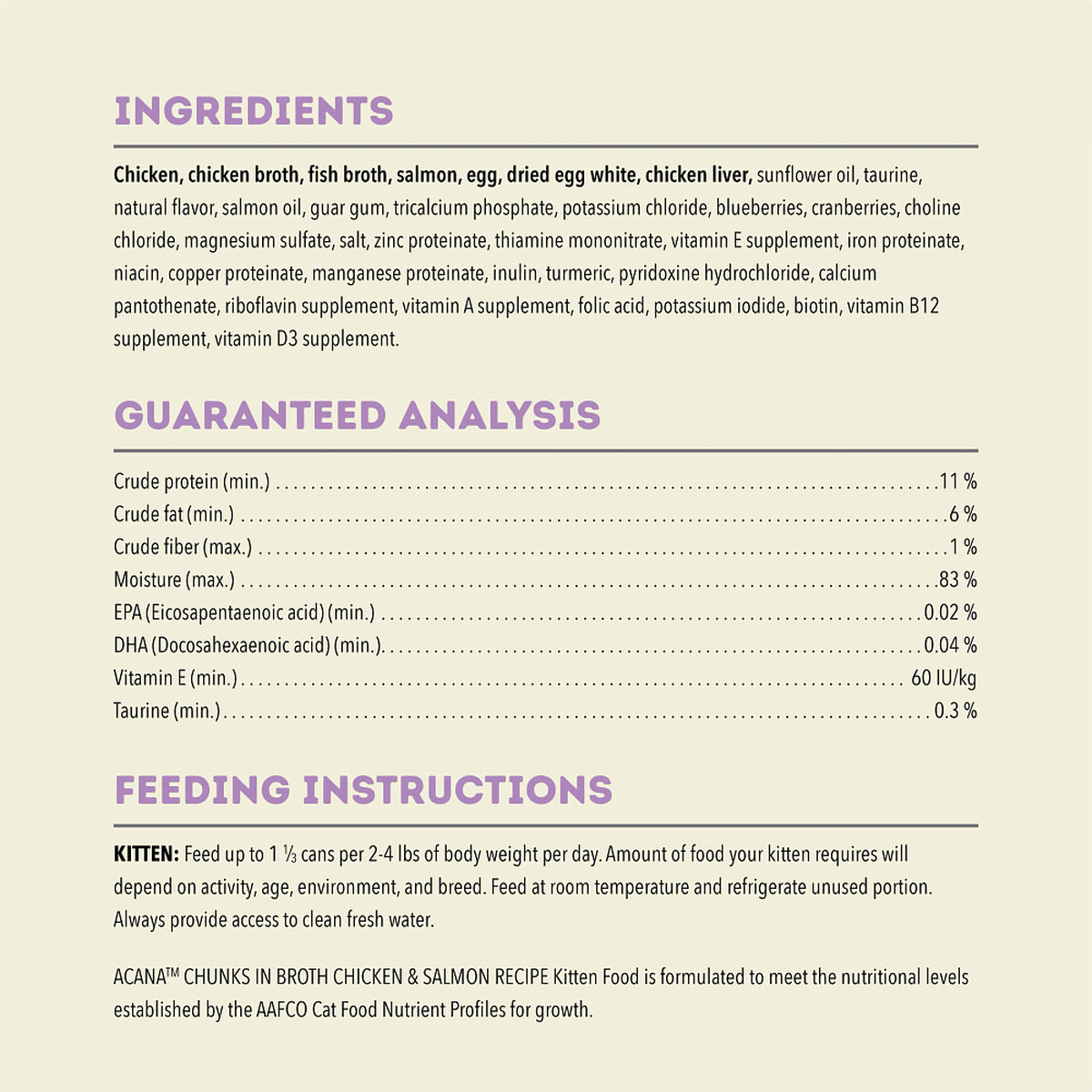 Acana - Wet Kitten Food - Chicken & Salmon Chunks in Broth