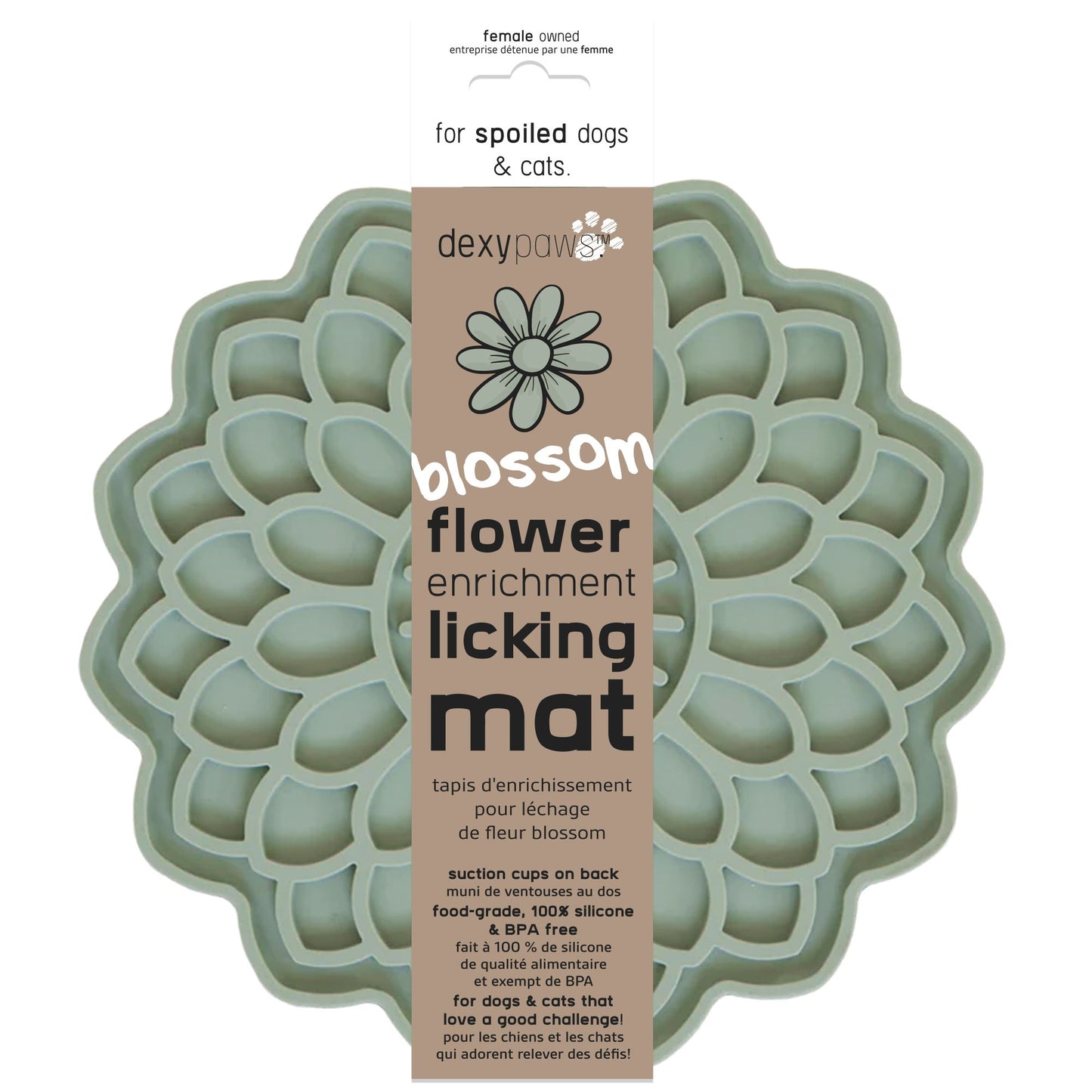 Dexypaws - Blossom Flower Enrichment Licking Mat - Sage Green