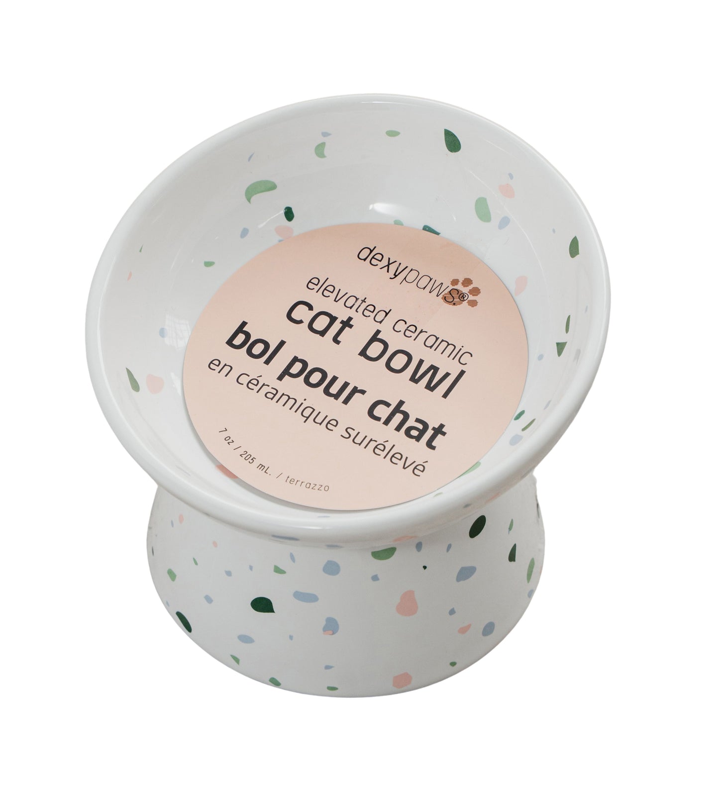 Dexypaws - Raised Ceramic Cat Bowl - Terrazzo