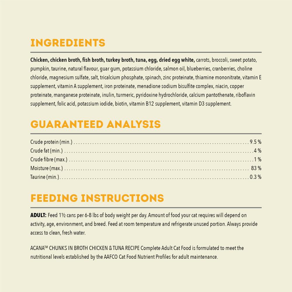 Acana - Wet Cat Food - Chicken & Tuna Chunks in Broth
