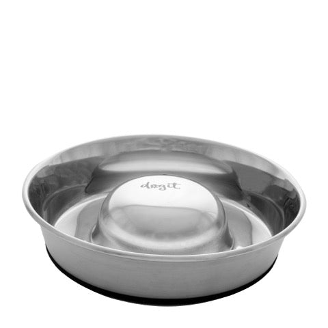 Dogit - Stainless Steel Slow-Feed Dog Bowl