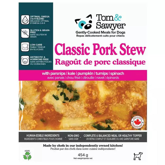 Tom & Sawyer - Classic Pork Stew Frozen Cooked Dog Meal 454g