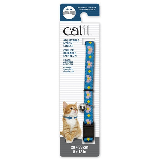 Catit - Adjustable Breakaway Nylon Cat Collar Blue Bow Pattern