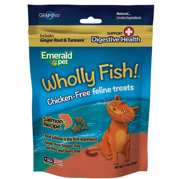 Emerald Pet - Wholly Fish! Salmon Recipe Cat Treat 3oz
