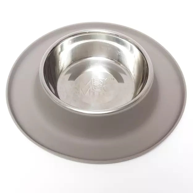 Messy Mutts -  Silicone Feeder with Stainless Bowl - Grey