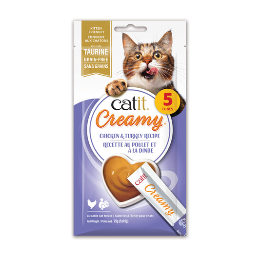 Catit - Creamy Cat Treats - Chicken and Turkey Recipe - 5 pack