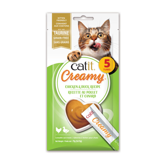 Catit - Creamy Cat Treats - Chicken and Duck Recipe - 5 pack