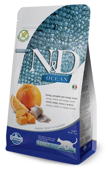 FARMINA N&D - Dry Cat Food - Ocean Herring, Orange & Pumpkin