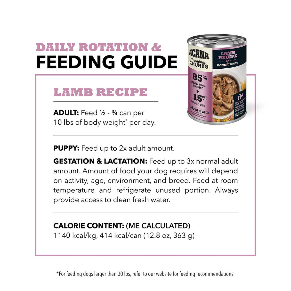 Acana - Canned Dog Food - Premium Chunks - Lamb