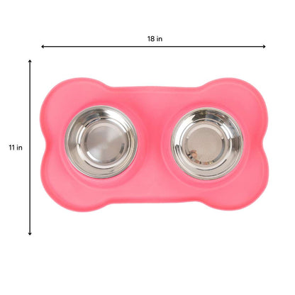 BROOKBRANDS - Non-Slip Silicone Stainless Bowl Set - Pink