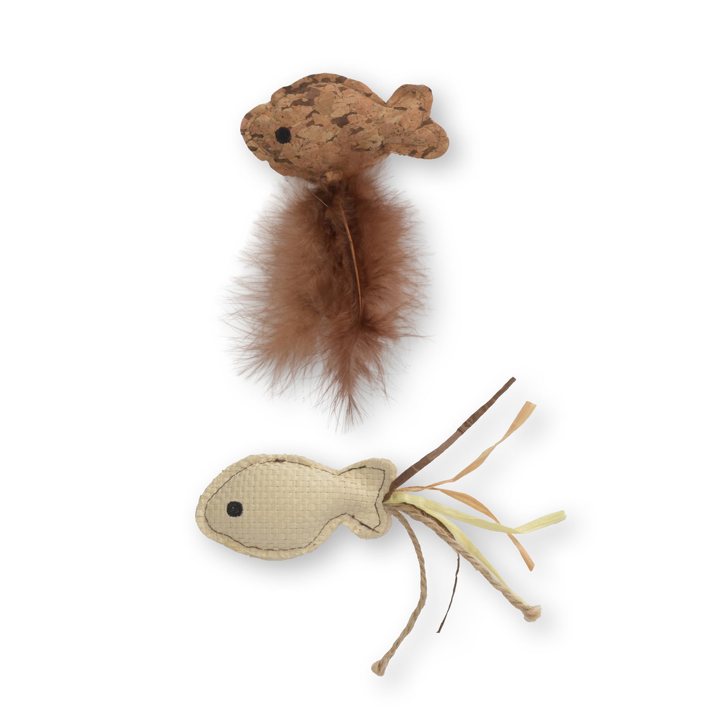 CATIT - Cat Toy - Fish Twin w/ Raffia & Feather Tail - 2pk