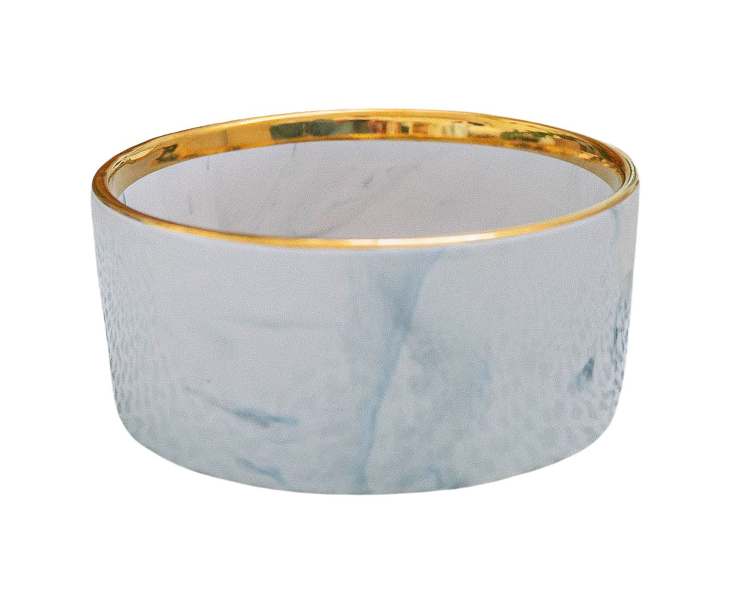 Dexypaws - Ceramic Dog Bowl - Grey Marble with Gold Accent