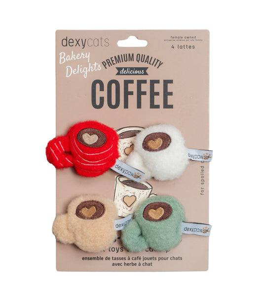 Dexypaws - Plush Cat Toys - Coffee 4pc