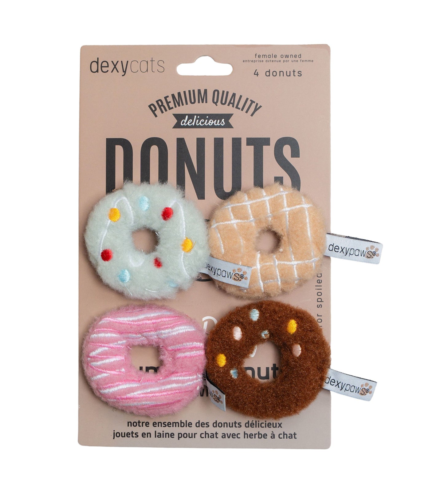 Dexypaws - Plush Cat Toys - Donut 4pc