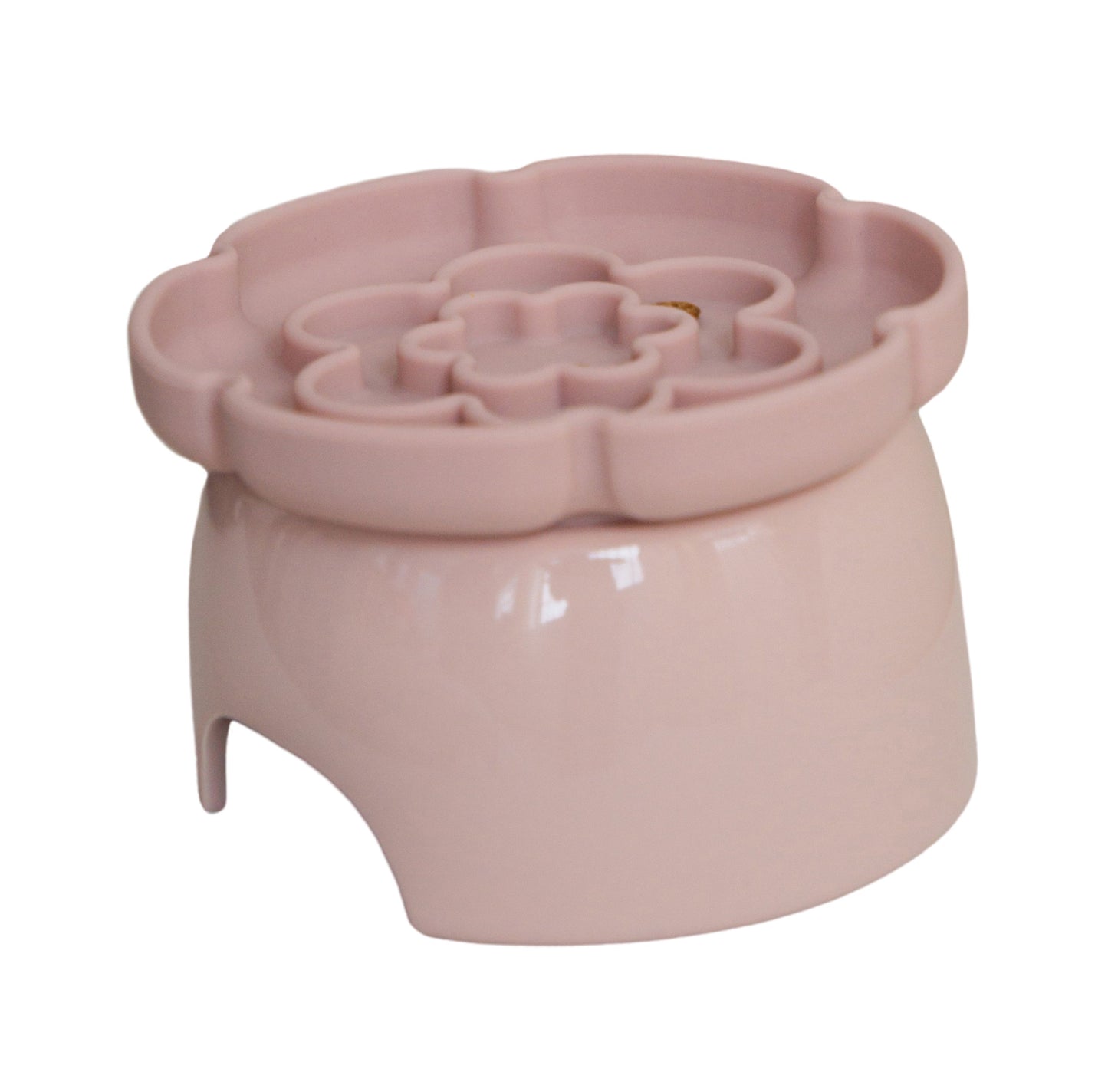 Dexypaws - Raised Ceramic Cat Bowl w/ Slow Feeder - Blush Pink