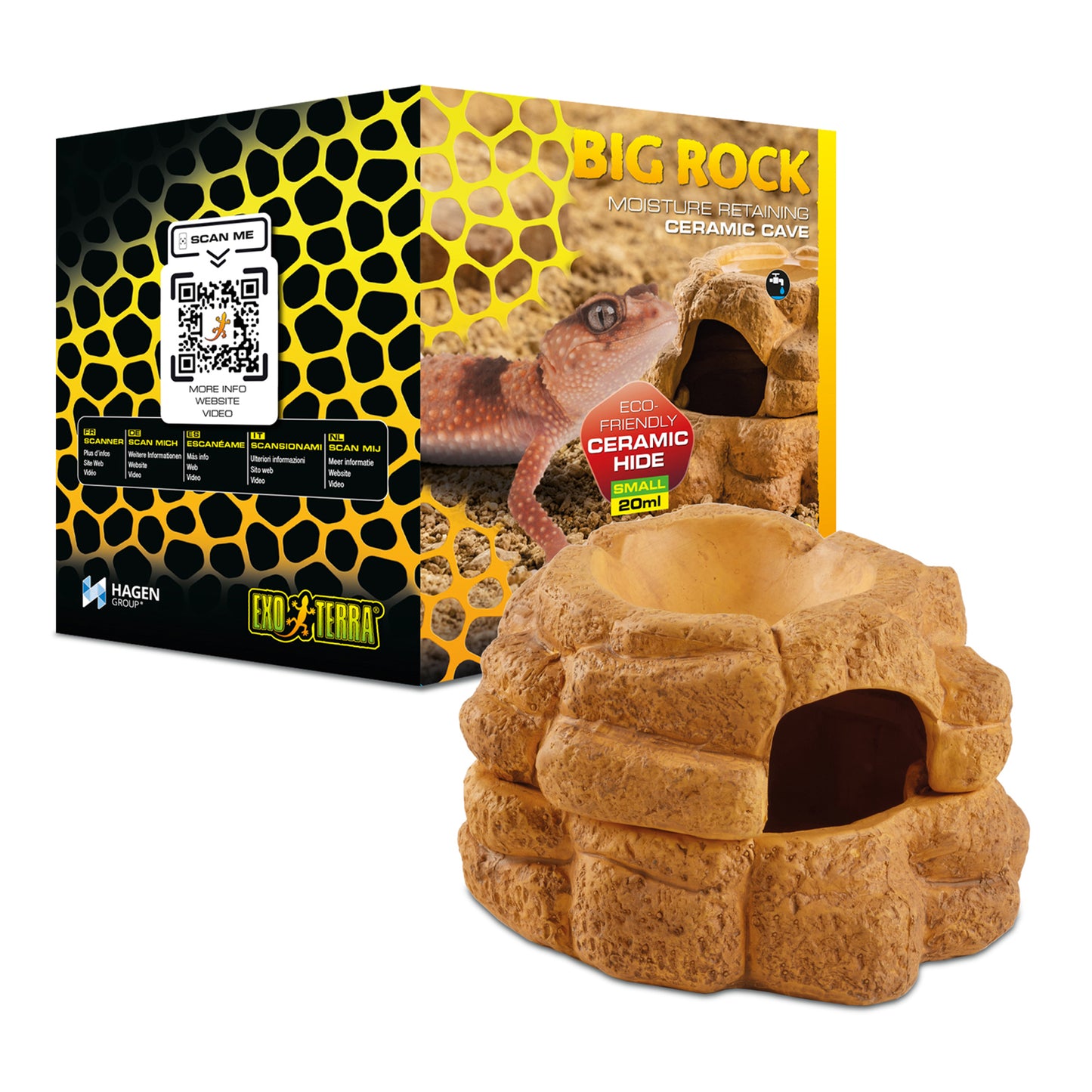 EXO TERRA - Big Rock Ceramic Cave - With Lid