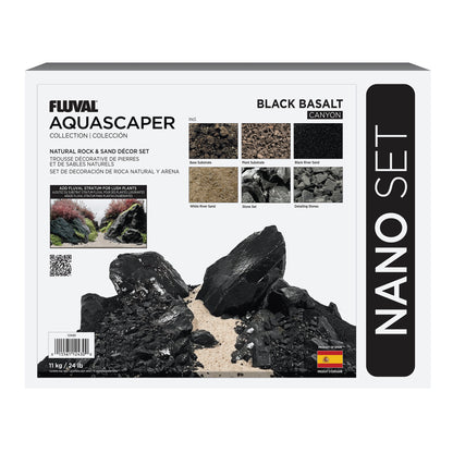 Fluval - Black Basalt Aquascaper Natural Rock & Sand Décor - Nano Set