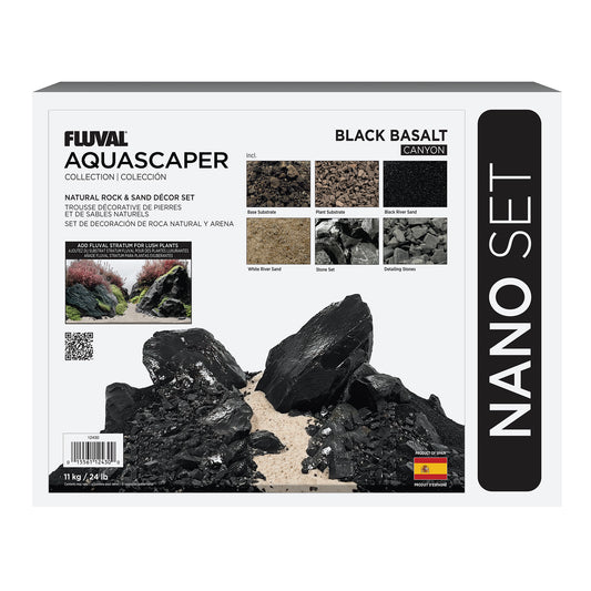Fluval - Black Basalt Aquascaper Natural Rock & Sand Décor - Nano Set