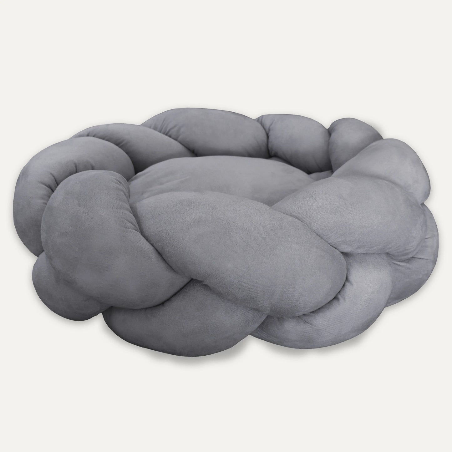 Go-eez - Suede Braided Round Bed - Grey