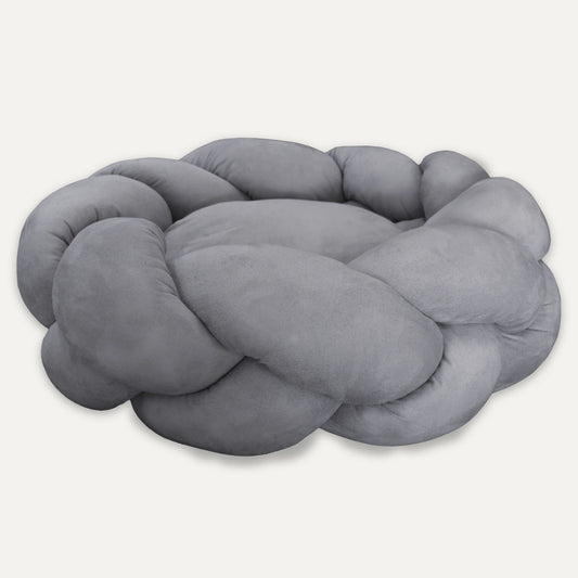 Go-eez - Suede Braided Round Bed - Grey