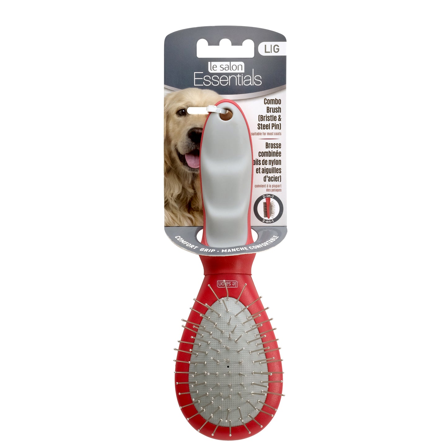 LE SALON - Essentials Dog Bristle/Steel Pin Combo Brush - Large