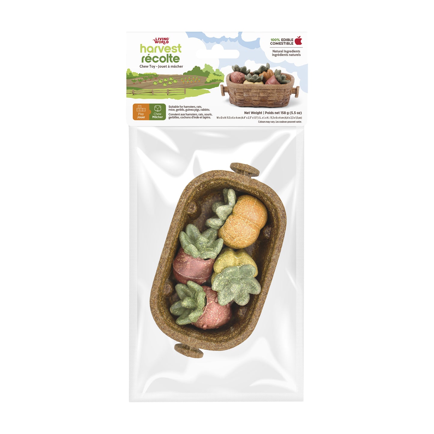 LIVING WORLD - Edible Harvest Basket Chew Toy - Multicolour