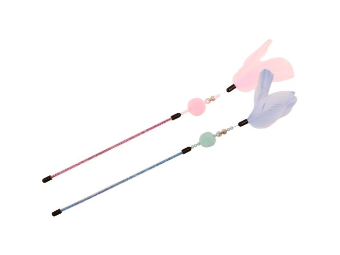 Bud'z - Cotton Candy Single Pom Feather Duster Cat Toy