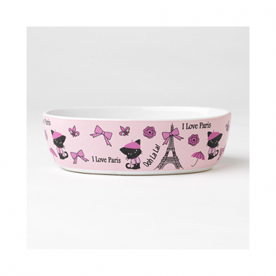 PetRageous - I Love Paris Cat Dish 7"