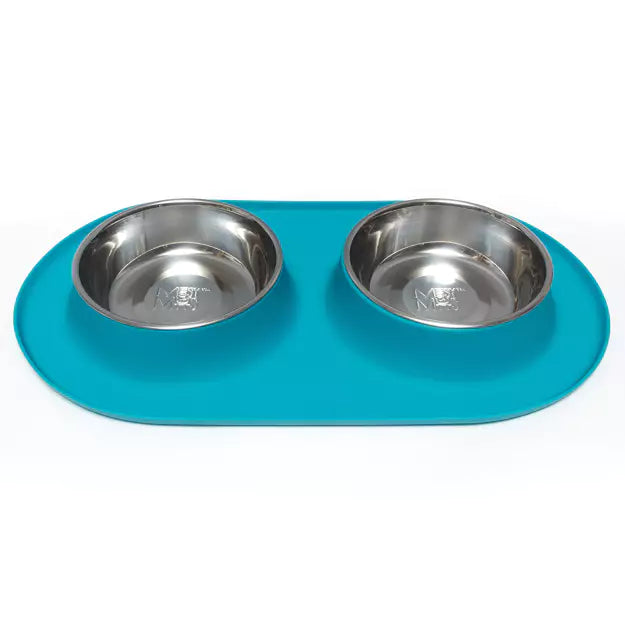 Messy Mutts Double Silicone Feeder with Stainless Steel Bowls