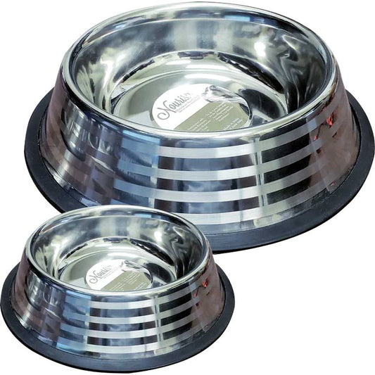 Nourish - Stainless Steel Stripe No Tip Pet Bowl