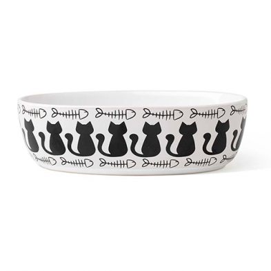PetRageous - Kitty & Fish Bone Oval Cat Bowl 6.5"
