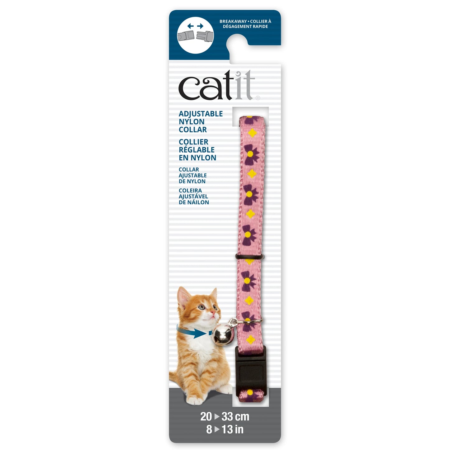 Catit - Adjustable Breakaway Nylon Cat Collar Pink Bow Pattern