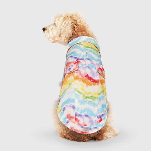Canada Pooch - Downtown Denim Vest Rainbow Tie Dye