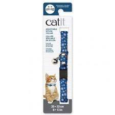 Catit - Adjustable Breakaway Nylon Cat Collar Rivets Blue Flower Pattern