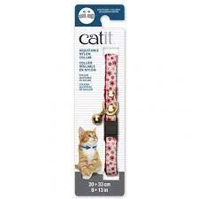 Catit - Adjustable Breakaway Nylon Cat Collar Rivets Red Flower Pattern