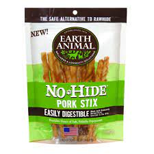 Earth Animal - No Hide Dog Chew Pork Stix Recipe 10pk